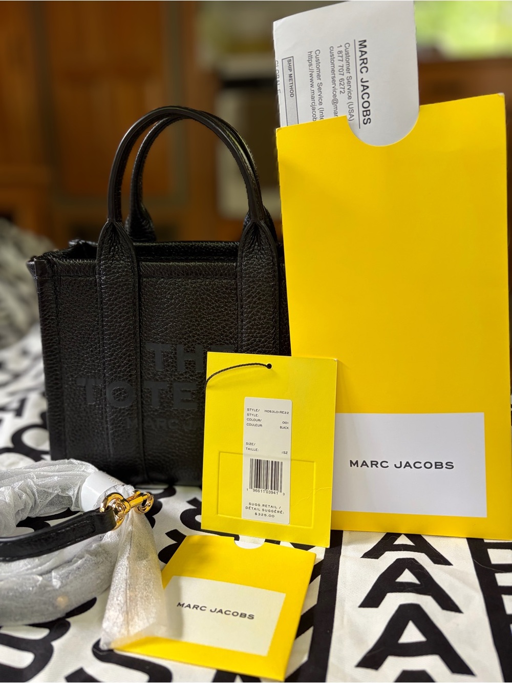 Marc Jacobs The Leather Micro Tote Bag Black H053L01RE22 Authentic